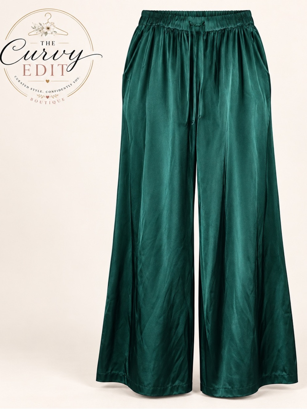 Amazing Torrid NWT Size 0 Botanical Garden Green Satin Wide Leg Pants